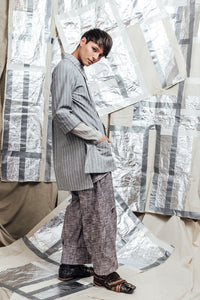 light grey linen cotton pinstripe menswear