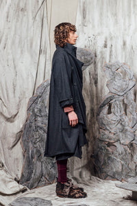 AW24 THORNE DRAPE TRENCH - CHARCOAL FLECK