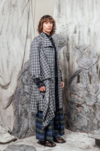 AW24 THORNE DRAPE TRENCH - RIVERSTONE PLAID