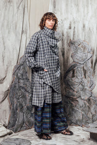 AW24 THORNE DRAPE TRENCH - RIVERSTONE PLAID