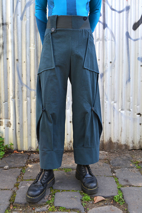 AW25 ORIME WIDE FOLD PANTS - PETROL