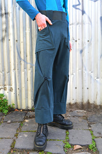 AW25 ORIME WIDE FOLD PANTS - PETROL