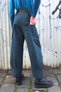 AW25 ORIME WIDE FOLD PANTS - PETROL