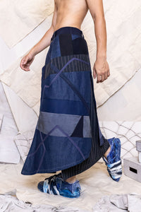 RS25 TAHNI ZERO WASTE SKIRT - ARTISAN DENIM