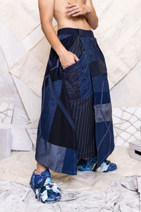 RS25 TAHNI ZERO WASTE SKIRT - ARTISAN DENIM