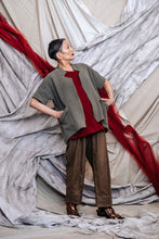 Load image into Gallery viewer, Khaki Linen Jacquard Unisex Kimono Zip Jacket