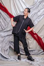 Load image into Gallery viewer, Black Viscose Kimono Zip Jacket