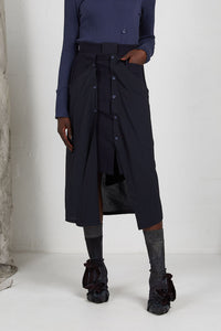 Unisex Layered Skirt with Button Off Drape panels and pockets