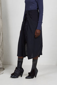Unisex Layered Skirt with Button Off Drape panels