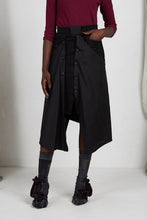 Load image into Gallery viewer, Black Unisex Layered Skirt with Button Off Drape panels