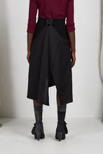 Load image into Gallery viewer, Black Viscose Unisex Layered Skirt with Button Off Drape panels