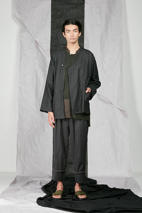Italian Wool Suiting Menswear Unisex Kimono Zip Jacket