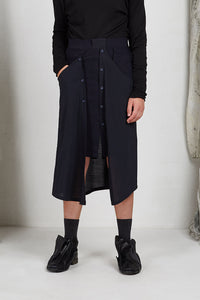 Tailored Menswear Unisex Skirt with Button off Drape Panels with Pockets