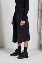 Load image into Gallery viewer, Tailored Menswear Unisex Skirt with Button off Drape Panels in Italian Wool Crepe Suiting