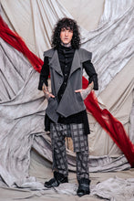 Load image into Gallery viewer, Menswear Unisex Paneled Asymmetrical Slate Linen Jacquard Vest
