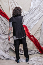 Load image into Gallery viewer, Menswear Unisex Paneled Asymmetrical Black Bamboo Vest