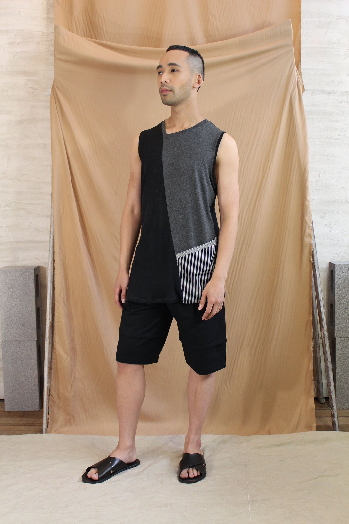 Monochrome Mens Tank with Contrast Pocket