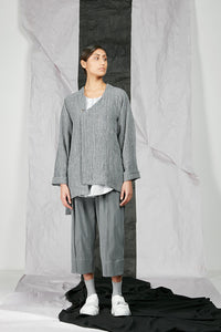 Crinkled Linen Women's Unisex Kimono Zip Jacket