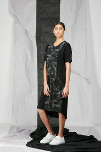 Black Kimono Sleeve Knit Tee Shirt Dress with Pockets